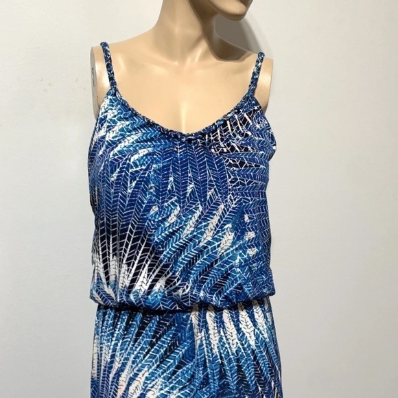 LONDON Times-NWT 14 maxi dress tall.  Pretty  blues/palm leaf pattern! New w/tag - Picture 12 of 16